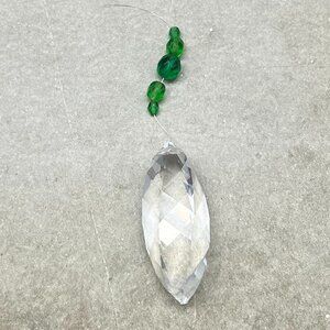 Feng Shui Faceted Crystal Prism Suncatcher with Faceted Green Beads